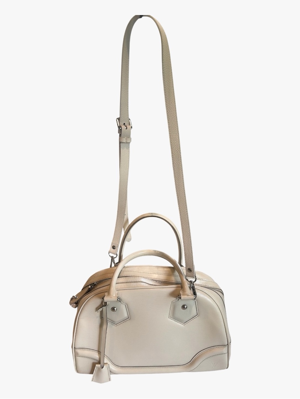 Louis Vuitton Bowling Montaigne PM, ivory, epi leather, handbag crossbody